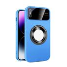 For iPhone XS Max Large Glass Window Magnetic Magsafe Phone Case with Lens Film(Sky Blue) - 1