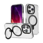 For iPhone 15 Pro Kingsteel Wolf MagSafe Holder Transparent Phone Case(Black) - 1
