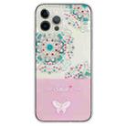 For iPhone 15 Pro Max Bronzing Butterfly Flower TPU Phone Case(Peacock Flower) - 1