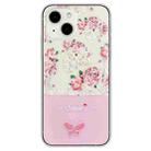 For iPhone 15 Plus Bronzing Butterfly Flower TPU Phone Case(Peony) - 1