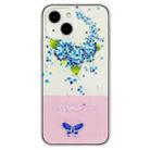 For iPhone 15 Plus Bronzing Butterfly Flower TPU Phone Case(Hydrangea) - 1