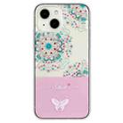 For iPhone 15 Plus Bronzing Butterfly Flower TPU Phone Case(Peacock Flower) - 1