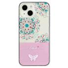 For iPhone 15 Bronzing Butterfly Flower TPU Phone Case(Peacock Flower) - 1