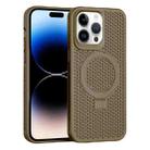 For iPhone 15 Pro Skin Feel PC+TPU Cooling Magnetic Magsafe Phone Case with Stand(Brown) - 1