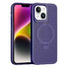 For iPhone 15 Plus Skin Feel PC+TPU Cooling Magnetic Magsafe Phone Case with Stand(Purple) - 1