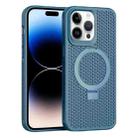 For iPhone 14 Pro Max Skin Feel PC+TPU Cooling Magnetic Magsafe Phone Case with Stand(Navy Blue) - 1