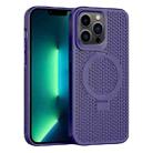 For iPhone 13 Pro Max Skin Feel PC+TPU Cooling Magnetic Magsafe Phone Case with Stand(Purple) - 1