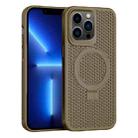 For iPhone 13 Pro Skin Feel PC+TPU Cooling Magnetic Magsafe Phone Case with Stand(Brown) - 1