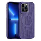 For iPhone 13 Pro Skin Feel PC+TPU Cooling Magnetic Magsafe Phone Case with Stand(Purple) - 1