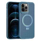 For iPhone 12 Pro Max Skin Feel PC+TPU Cooling Magnetic Magsafe Phone Case with Stand(Navy Blue) - 1