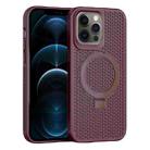 For iPhone 12 Pro Max Skin Feel PC+TPU Cooling Magnetic Magsafe Phone Case with Stand(Wine Red) - 1