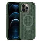 For iPhone 12 Pro Max Skin Feel PC+TPU Cooling Magnetic Magsafe Phone Case with Stand(Dark Green) - 1