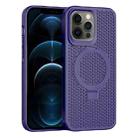 For iPhone 12 Pro Max Skin Feel PC+TPU Cooling Magnetic Magsafe Phone Case with Stand(Purple) - 1