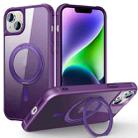 For iPhone 14 Plus MagSafe Magnetic Rotating Holder Phone Case(Purple) - 1