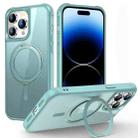 For iPhone 14 Pro MagSafe Magnetic Rotating Holder Phone Case(Lake Blue) - 1