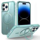 For iPhone 14 Pro Max MagSafe Magnetic Rotating Holder Phone Case(Lake Blue) - 1