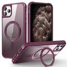 For iPhone 11 Pro Max MagSafe Magnetic Rotating Holder Phone Case(Wine Red) - 1