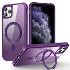 For iPhone 11 Pro Max MagSafe Magnetic Rotating Holder Phone Case(Purple) - 1