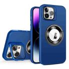 For iPhone 12 Pro Max Skin Feel Magnifier MagSafe Lens Holder Phone Case(Royal Blue) - 1