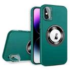 For iPhone X / XS Skin Feel Magnifier MagSafe Lens Holder Phone Case(Dark Green) - 1