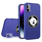For iPhone X / XS Skin Feel Magnifier MagSafe Lens Holder Phone Case(Purple) - 1