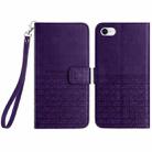 For iPhone SE 2022 / 2020 /8/7 Rhombic Texture Leather Phone Case with Lanyard(Purple) - 1