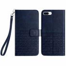 For iPhone 8 Plus / 7 Plus Rhombic Texture Leather Phone Case with Lanyard(Blue) - 1