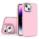 For iPhone 14 Plus Skin Feel Lens Holder PC + TPU Phone Case(Pink) - 1