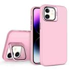 For iPhone 12 Skin Feel Lens Holder PC + TPU Phone Case(Pink) - 1