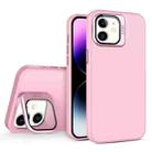 For iPhone 11 Skin Feel Lens Holder PC + TPU Phone Case(Pink) - 1