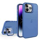 For iPhone 15 Pro Max Skin Feel Lens Holder Translucent Phone Case(Royal Blue) - 1