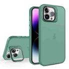 For iPhone 15 Pro Max Skin Feel Lens Holder Translucent Phone Case(Green) - 1