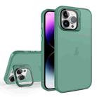 For iPhone 15 Pro Skin Feel Lens Holder Translucent Phone Case(Green) - 1