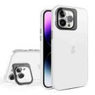 For iPhone 15 Pro Skin Feel Lens Holder Translucent Phone Case(White) - 1