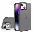 For iPhone 15 Skin Feel Lens Holder Translucent Phone Case(Black) - 1