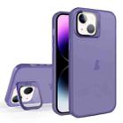 For iPhone 14 Skin Feel Lens Holder Translucent Phone Case(Dark Purple) - 1