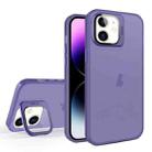 For iPhone 12 Skin Feel Lens Holder Translucent Phone Case(Dark Purple) - 1