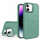 For iPhone 12 Skin Feel Lens Holder Translucent Phone Case(Green) - 1