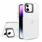 For iPhone 12 Skin Feel Lens Holder Translucent Phone Case(White) - 1