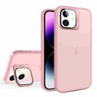 For iPhone 12 Skin Feel Lens Holder Translucent Phone Case(Pink) - 1