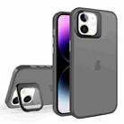 For iPhone 12 Skin Feel Lens Holder Translucent Phone Case(Black) - 1