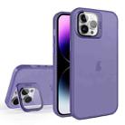 For iPhone 12 Pro Max Skin Feel Lens Holder Translucent Phone Case(Dark Purple) - 1