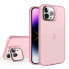 For iPhone 12 Pro Max Skin Feel Lens Holder Translucent Phone Case(Pink) - 1