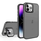 For iPhone 12 Pro Skin Feel Lens Holder Translucent Phone Case(Black) - 1