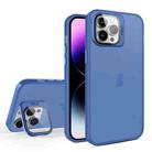 For iPhone 11 Pro Max Skin Feel Lens Holder Translucent Phone Case(Royal Blue) - 1