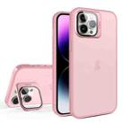 For iPhone 11 Pro Max Skin Feel Lens Holder Translucent Phone Case(Pink) - 1