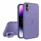 For iPhone X / XS Skin Feel Lens Holder Translucent Phone Case(Dark Purple) - 1