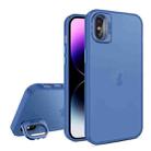 For iPhone X / XS Skin Feel Lens Holder Translucent Phone Case(Royal Blue) - 1