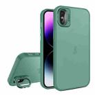 For iPhone X / XS Skin Feel Lens Holder Translucent Phone Case(Green) - 1