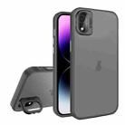 For iPhone XR Skin Feel Lens Holder Translucent Phone Case(Black) - 1